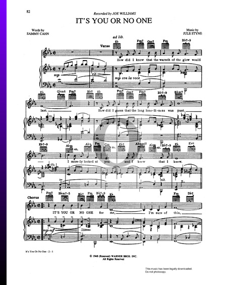 It's You Or No One Musik-Noten