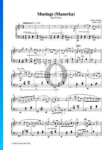 Musings (Mazurca), Op.33 n.º2 Partitura