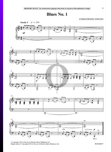 Hula hoop alias curva Blues No. 1 Partitura » Christopher Norton (Piano Solo) | Descarga PDF -  OKTAV