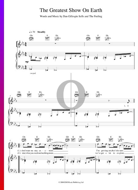 The Greatest Show On Earth Sheet Music