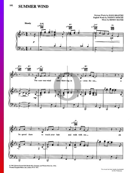 Summer Wind Partitura