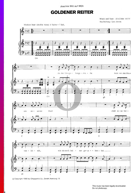 Goldener Reiter Sheet Music