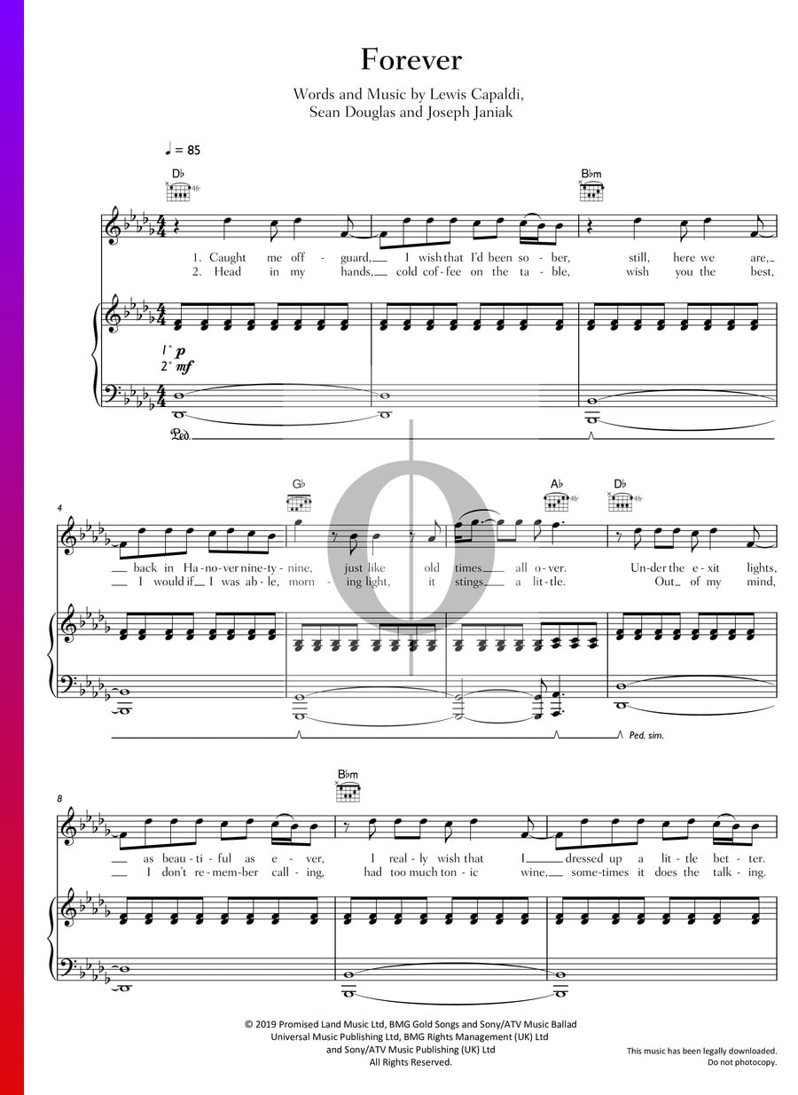 Forever (Lewis Capaldi) Piano Sheet Music - OKTAV