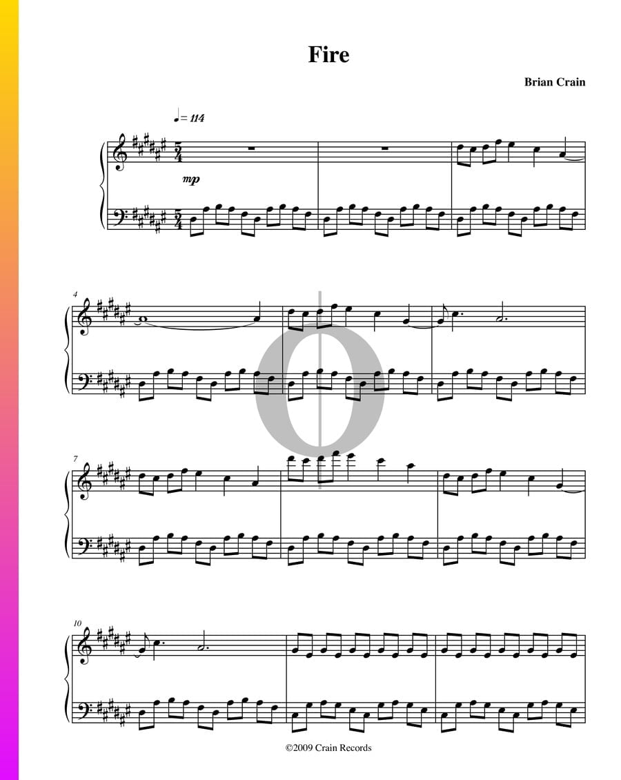Fire (Brian Crain) Piano Sheet Music OKTAV