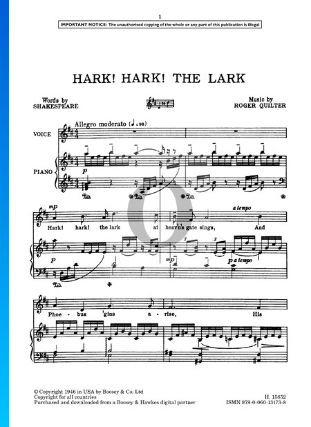 Hark! Hark! The Lark Sheet Music