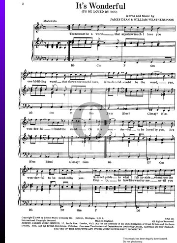 It's Wonderful (To Be Loved By You) Sheet Music