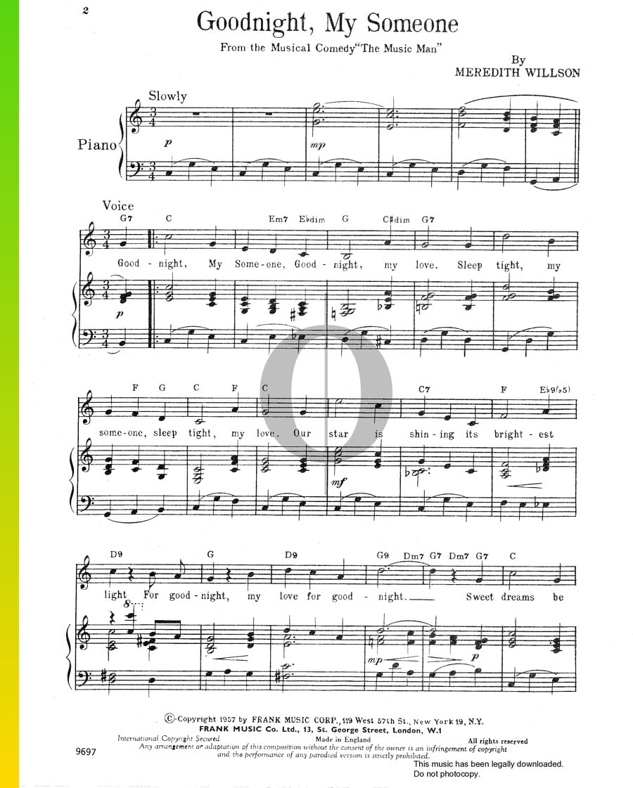 Goodnight My Someone (Barbara Cook) Piano Sheet Music - OKTAV