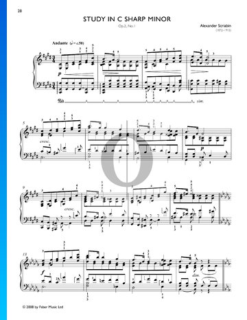 Estudio en do sostenido menor, Op. 2 n.º 1 Partitura