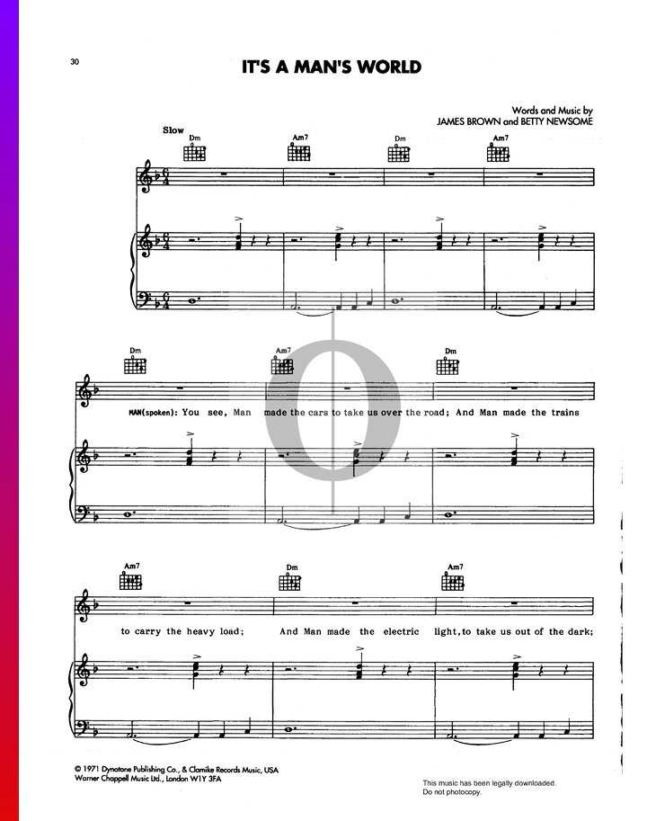 Its A Mans Mans Mans World James Brown Piano Sheet Music Oktav