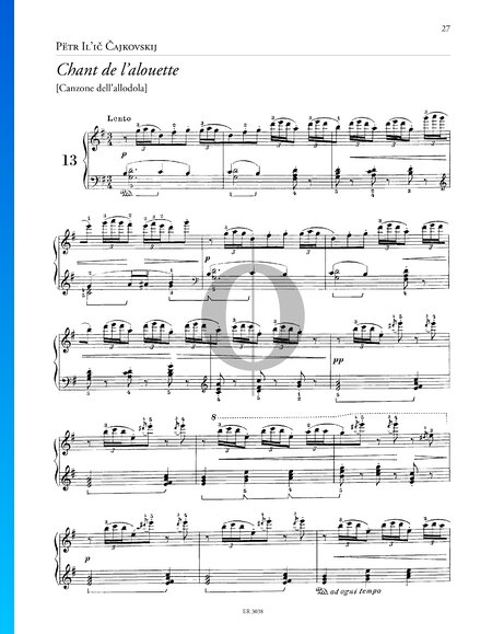 ▷ Partition Vieille Chanson Française, Op. 39 » Pjotr Iljitsch Tschaikowski  (Piano solo) - OKTAV