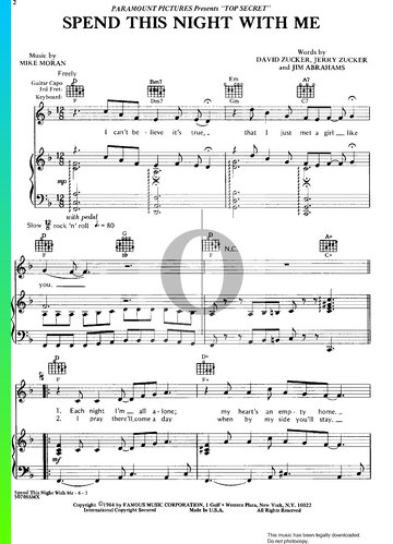 Spend This Night With Me Sheet Music