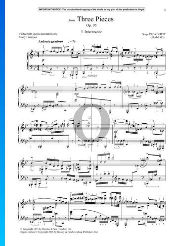 Partition Cendrillon, trois pièces pour piano, op. 95 : 1. Intermezzo