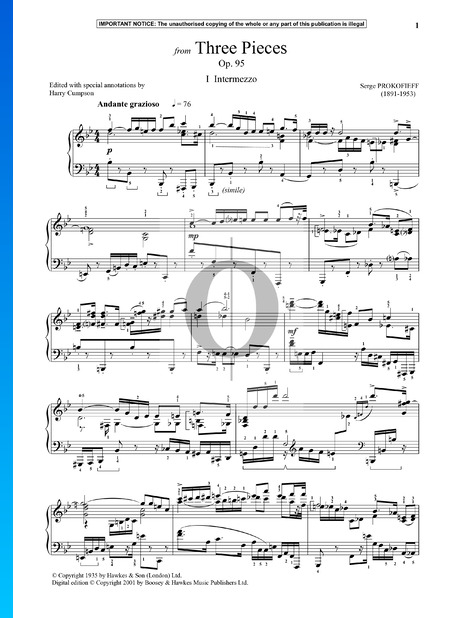 Cendrillon, trois pièces pour piano, op. 95 : 1. Intermezzo