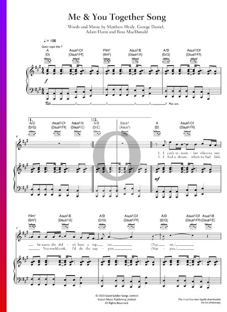 Me & You Together Song Sheet Music