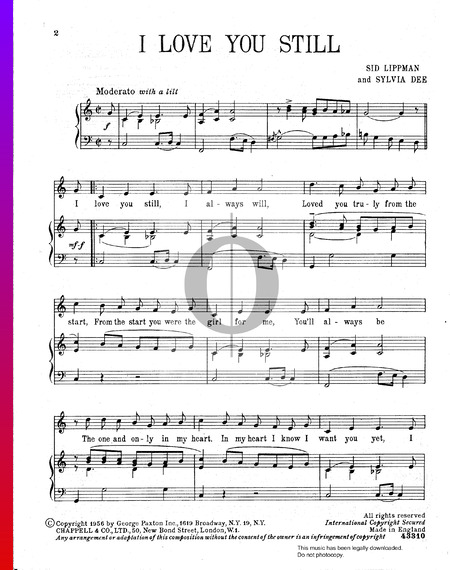 I Love You Still Musik-Noten