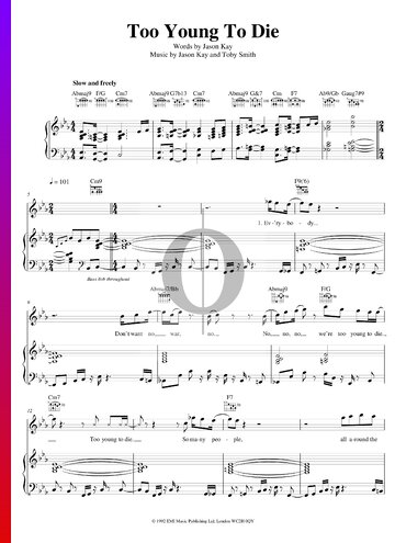 Too Young To Die Sheet Music
