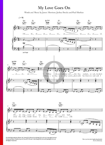 My Love Goes On Sheet Music