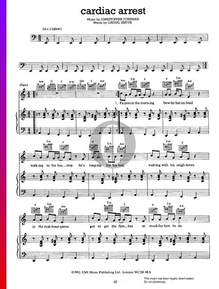 Cardiac Arrest Musik-Noten