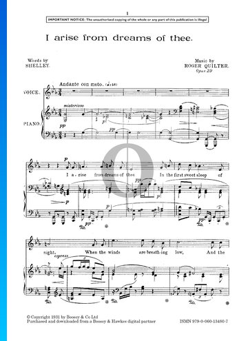 I Arise From Dreams Of Thee, Op. 29 Sheet Music