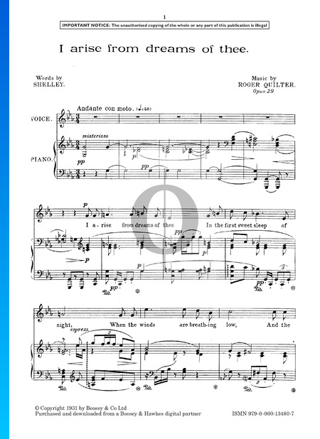 I Arise From Dreams Of Thee, Op. 29 Partitura