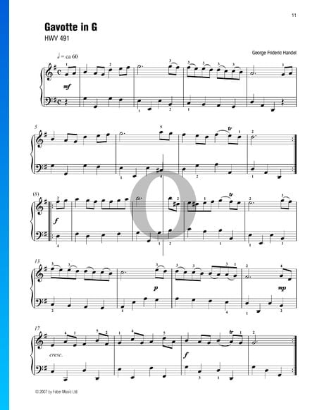 Gavota en sol, HWV 491 Partitura