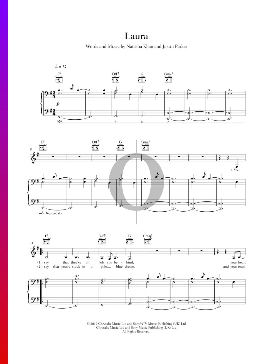 "Laura" einfache Noten (Klavier, Gitarre, Gesang) von Bat for Lashes