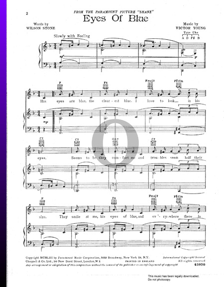 Eyes Of Blue Sheet Music