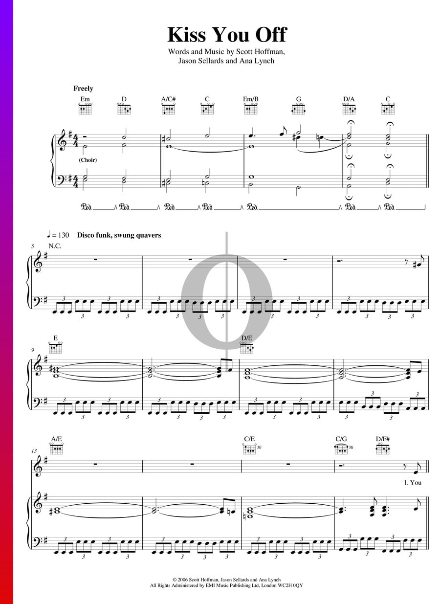 Kiss You Off (Scissor Sisters) Piano Sheet Music - OKTAV