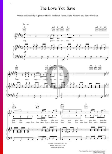 The Love You Save Sheet Music