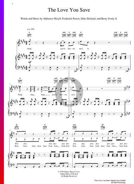 The Love You Save Sheet Music