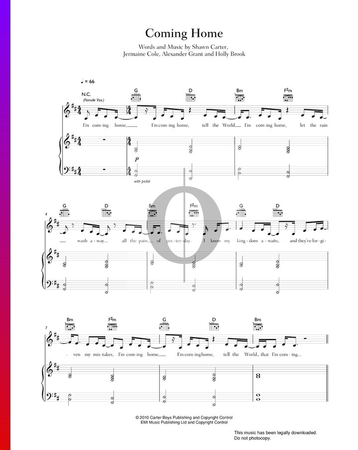 Coming Home (Diddy, Skylar Grey) Piano Sheet Music OKTAV