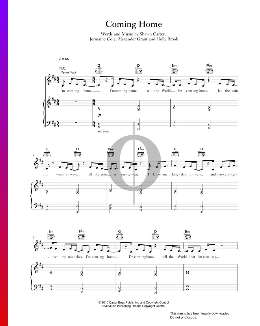 Coming Home (Diddy, Skylar Grey) Piano Sheet Music - OKTAV Coming Home (Diddy, Skylar Grey) Piano Sheet Music - OKTAV