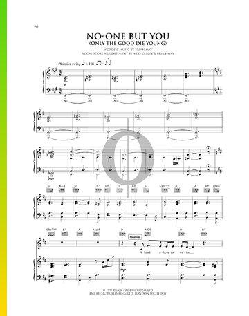 No-One But You (Only The Good Die Young) Sheet Music