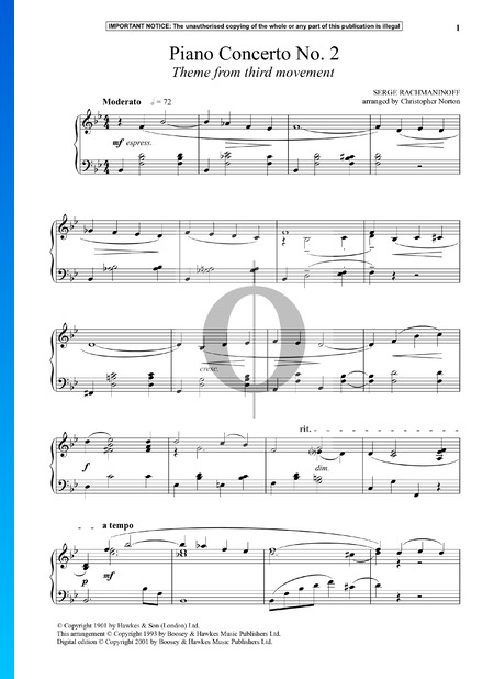 Klavierkonzert Op. 18 Nr. 2: 3. Allegro scherzando (Thema)