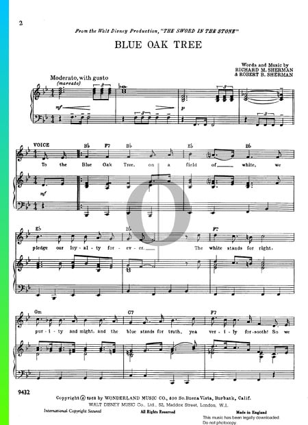 Blue Oak Tree Sheet Music