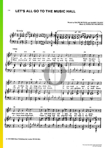 Let's All Go ToThe Music Hall Sheet Music