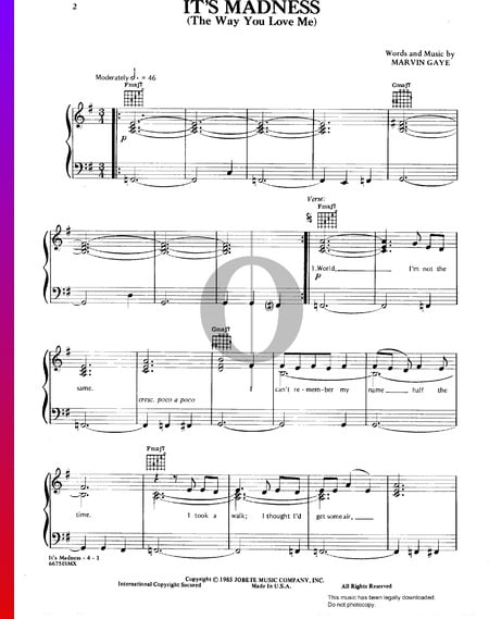 It's Madness (The Way You Love Me) Partitura