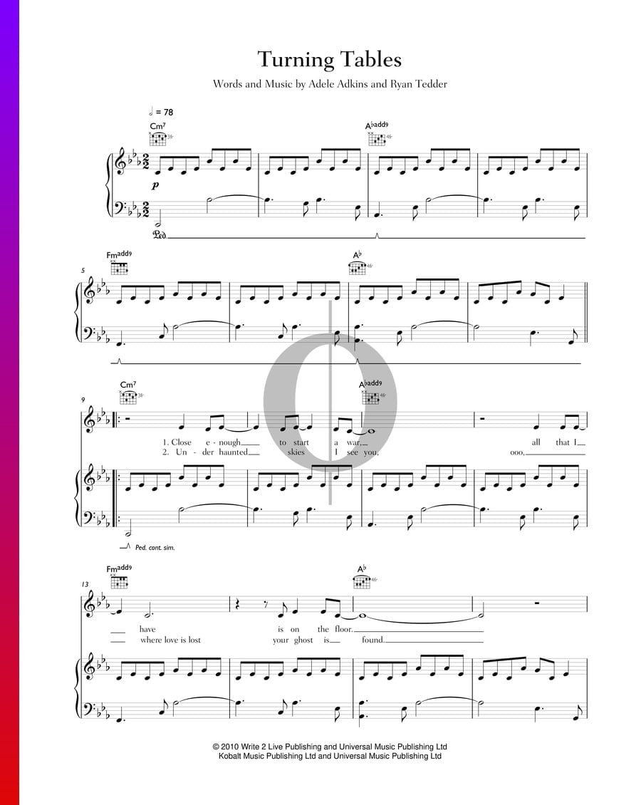 Turning Tables (Adele) Piano Sheet Music OKTAV