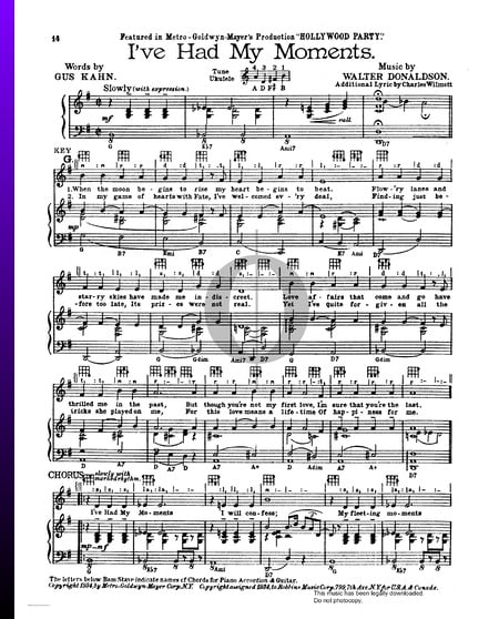 I've Had My Moments Sheet Music