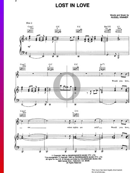 Lost In Love Sheet Music