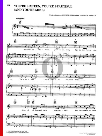 You're Sixteen, You're Beautiful (And You're Mine) Partitura