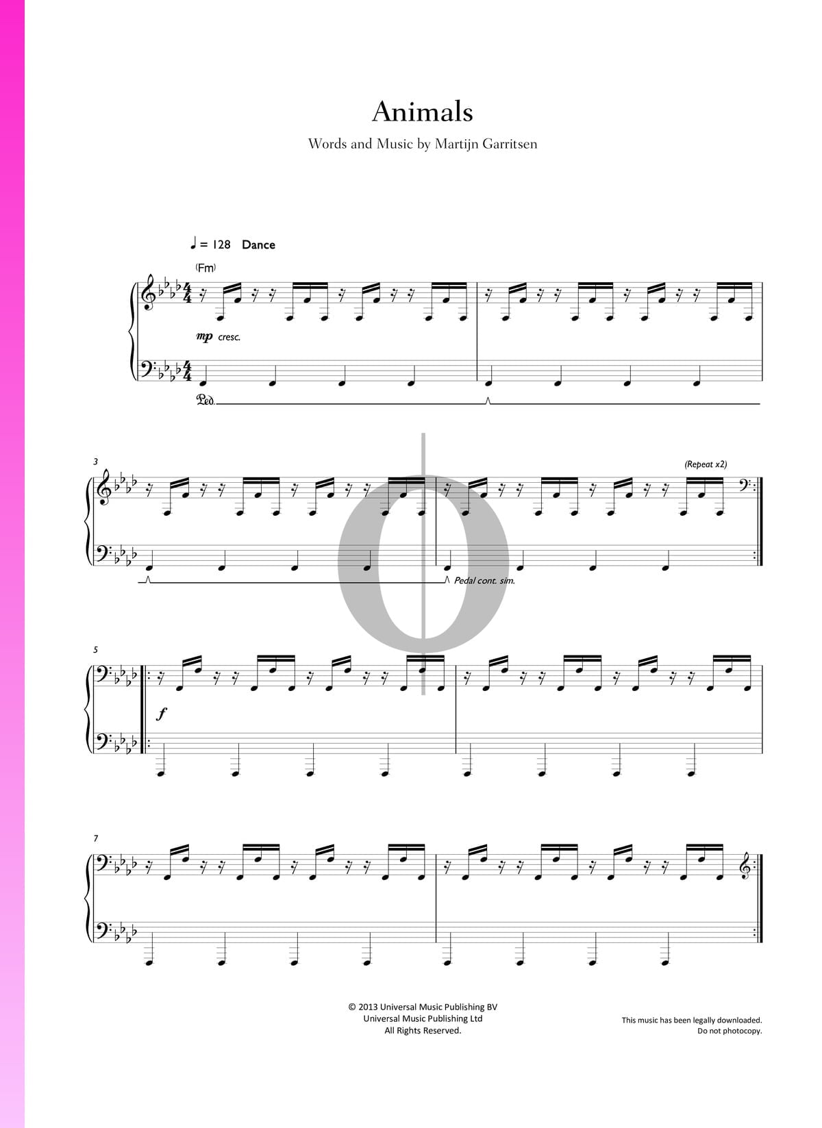 ▷ Animals Sheet Music (Piano Solo) | PDF Download - OKTAV