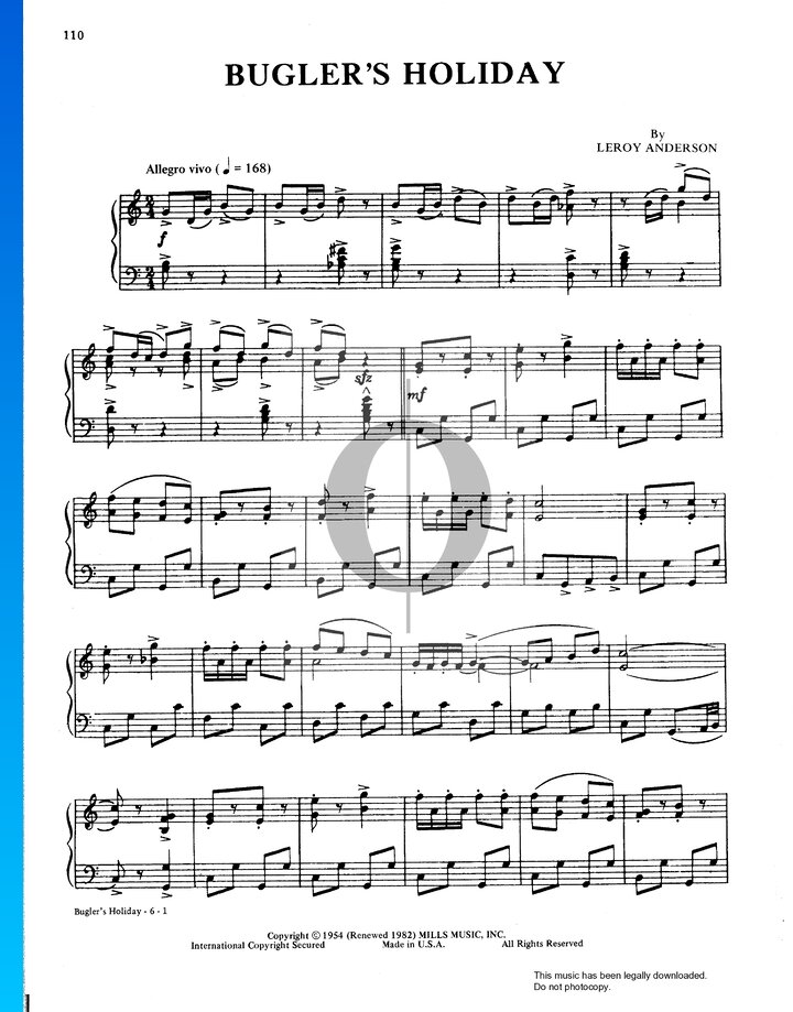 Bugler's Holiday (Leroy Anderson) Piano Sheet Music OKTAV