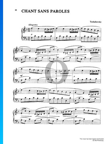 Souvenir de Hapsal, Op. 2: 3. Chant Sans Paroles Musik-Noten