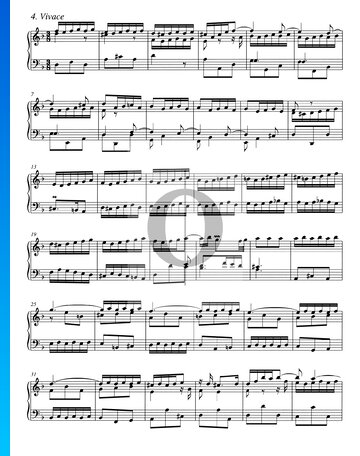 Partition Concerto en Ré mineur, BWV 987: 4. Vivace