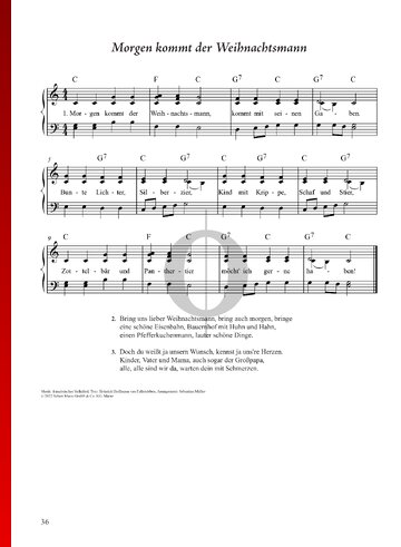 Morgen kommt der Weihnachtsmann Musik-Noten