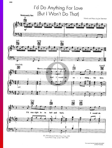 I'd Do Anything For Love (But I Won't Do That) Sheet Music