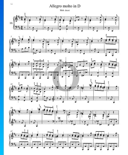 Allegro molto in D Major, Hob. XVII:D2 Sheet Music