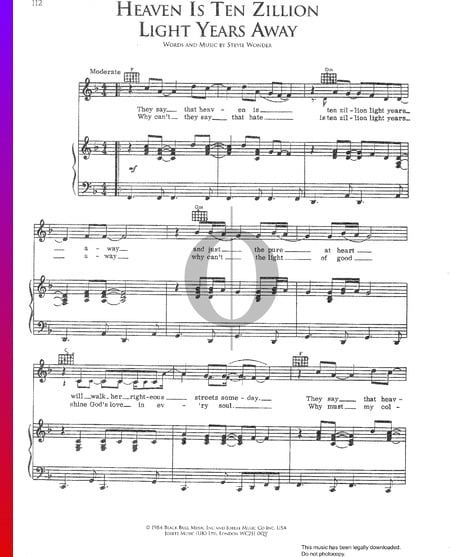 Heaven Is Ten Zillion Light Years Away Sheet Music