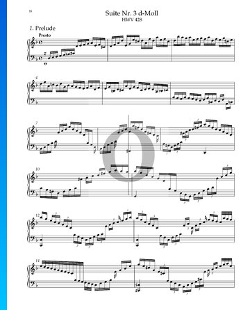 Suite No. 3 D Minor, HWV 428: 1. Prelude Sheet Music
